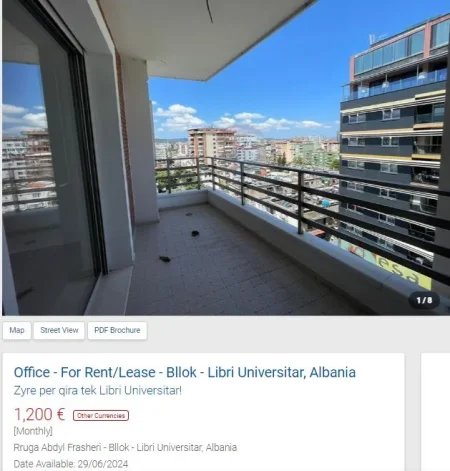 Tirane, jepet me qera zyre Kati 6, 146 m² 1.200 € (LIBRI UNIVERSITAR)