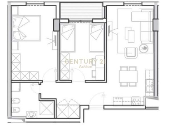 SHESIM APARTAMENT 2+1 TE UNIVERS CITY QTU, Kati 6, 84 m² 59.000 Euro