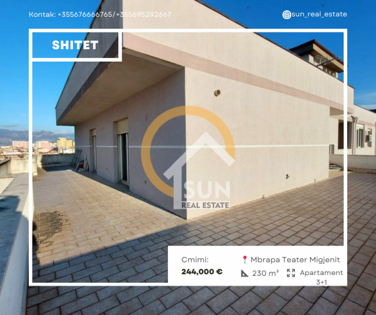 Shkoder, shitet apartament 3+1+Ballkon Kati 6, 230 m² 244.000 € (SHESHI DEMOKRACIA)
