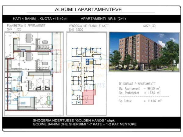 Tirane, shitet apartament 2+1+Ballkon Kati 4, 114 m² 119.773 € (Paskuqan)