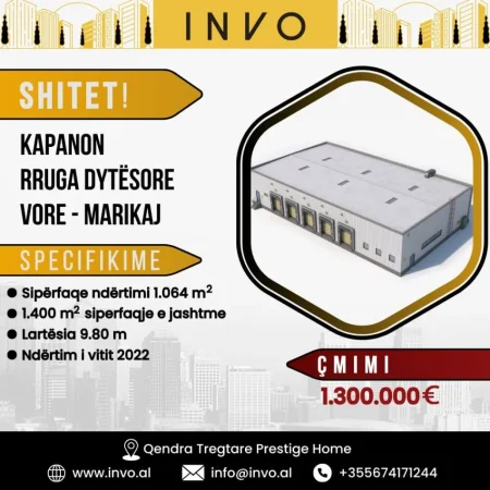Tirane, shitet magazine , 1.065 m² 1.300.000 € (Vore)