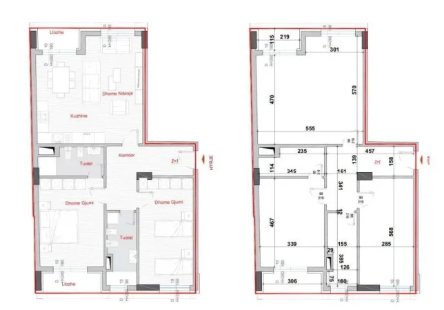 Tirane, shitet apartament 2+1 Kati 3, 124 m² (Bulevardi Ri)