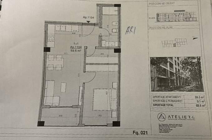 Tirane, shitet apartament 1+1 Kati 2, 68 m² 80.000 € 