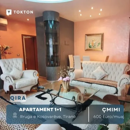 Tirane, jepet me qera apartament 1+1 Kati 9, 70 m² 600 € (RRUGA E KOSOVAREVE)