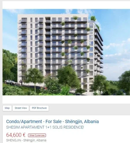 Lezhe Shengjin, shitet apartament 1+1 Kati 9, 60 m² 64.600 € (shengjin)