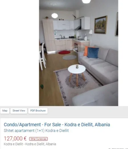 Tirane, shitet apartament 1+1 Kati 2, 58 m² 127.000 € (KODRA E DIELLIT)