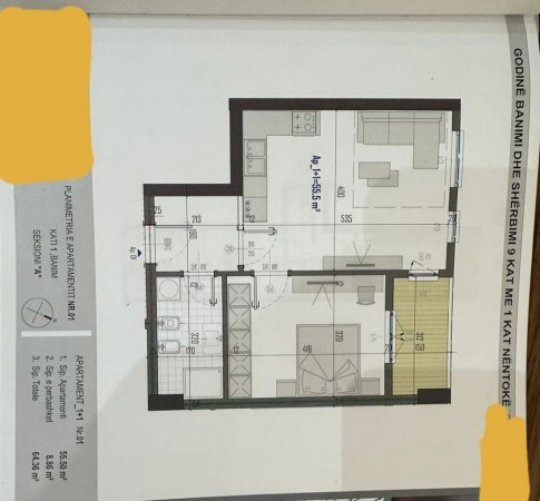 Tirane, shitet apartament 1+1+Ballkon Kati 2, siperfaqe 64 m² (Kamez)