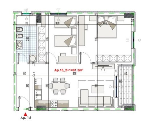 Tirane, shes apartament 2+1 Kati 2, 94 m² 87.000 € (paskuqan)