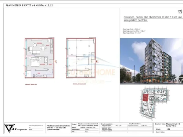 Tirane, shitet apartament 1+1+Ballkon Kati 4, 62 m² 105.000 € (Jordan Misja)
