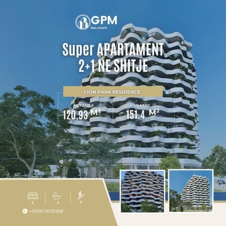Tirane, shitet apartament 2+1 Kati 3, 151 m² (Lion Park Residence)