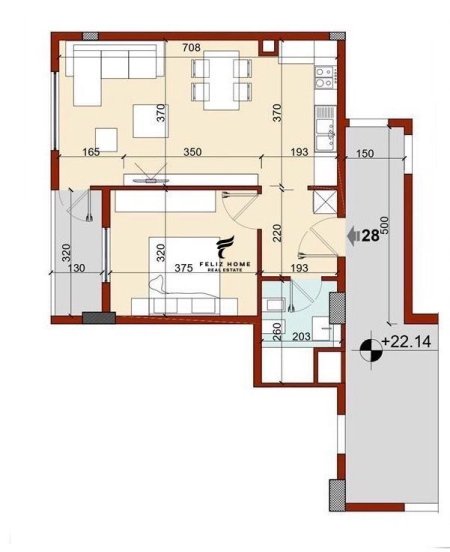 Tirane, jepet me qera apartament 1+1+Ballkon Kati 6, 63 m² 400 € (PORCELAN)