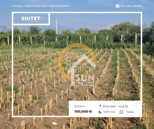 Shkoder, shitet toke , 1.495 m² 100.000 € (RRUGA TUZIT)