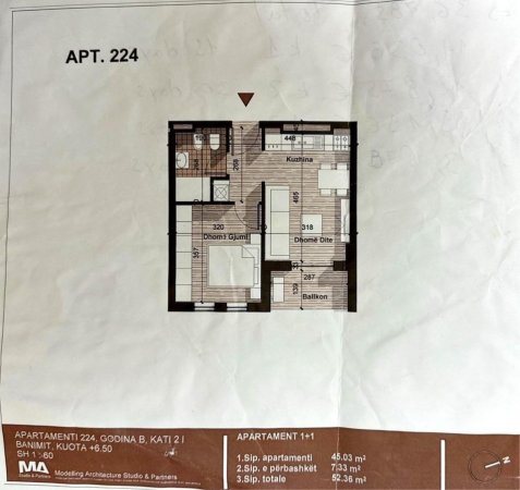 Tirane, shitet 1+1 Kati 2, 52 m² 53.000 € (Vore,Tiran)