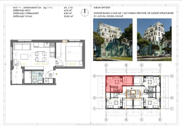 Durres, shitet apartament 1+1+Ballkon Kati 3, 51 m² 51.000 € (Golem, prane detit.)