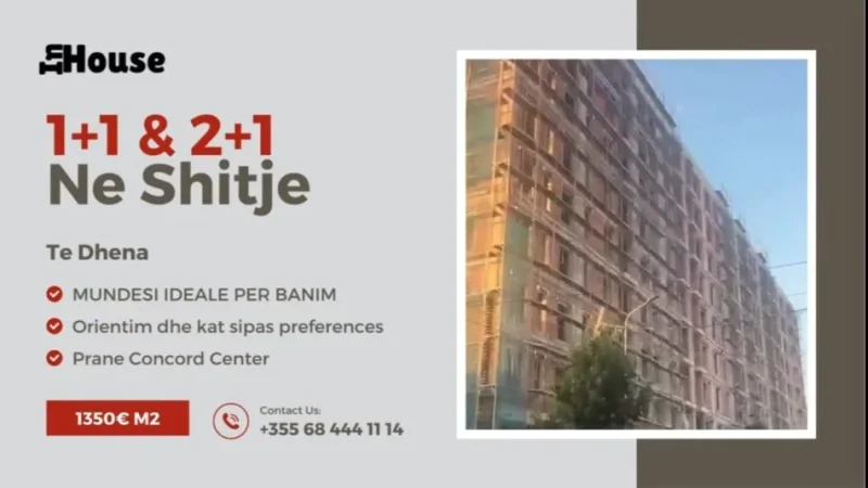 Tirane, shitet apartament 1+1 Kati 4, 57 m² 76.545 € (Rruga 5 Maji)