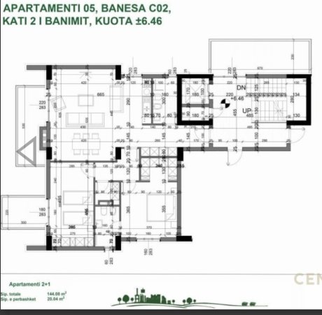 Tirane, shitet apartament 2+1 Kati 2, 144 m² 230.400 € (Haxhi Dushku)