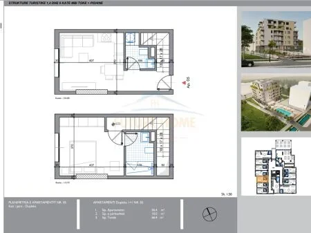 Durres, shitet apartament duplex 1+1 Kati 1, 56 m² 73.100 € (Golem, Durres, AREA42978)