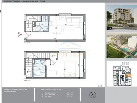 Durres, shitet apartament duplex 1+1 Kati 1, 61 m² 78.600 € (Golem, Durres, AREA42977)