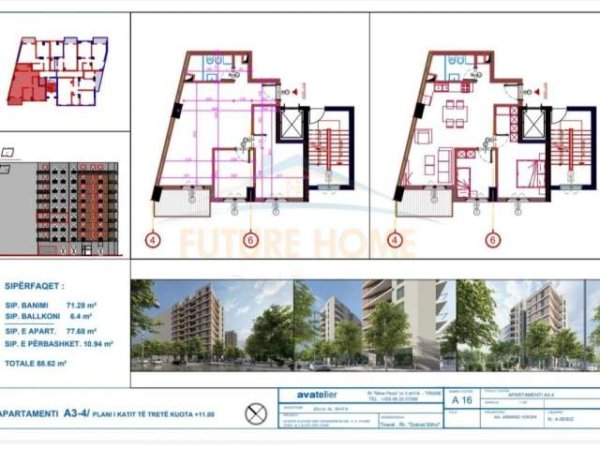 Tirane, shitet apartament Kati 3, 89 m² 111.000 Euro (Jolla Rezidence)