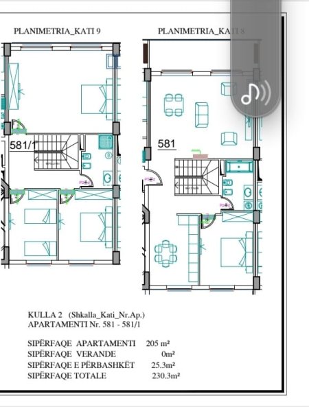 Tirane, shitet apartament duplex 3+1+BLK Kati 9, 205 m² 277.000 Euro (Rruga Ndre Mjeda)