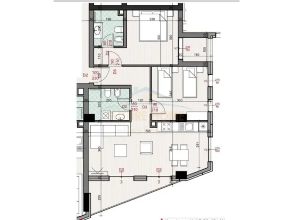 Tirane, shitet apartament 2+1+Ballkon Kati 1, 106 m²  (Rruga Egnatia)