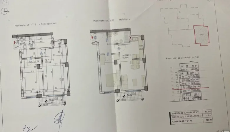 Tirane, shitet apartament 1+1+Ballkon Kati 4, 70 m² 210.000 € (RRUGA E KOSOVAREVE)