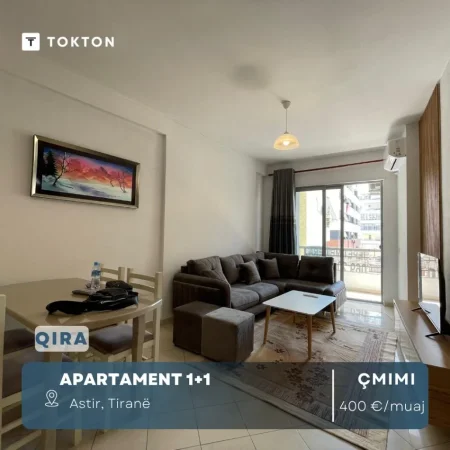 Tirane, jepet me qera apartament 1+1 Kati 4, 64 m² 400 € (Astir)