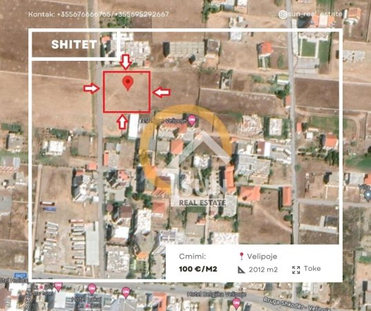 Shkoder Velipoje, shitet toke , 2.012 m² 201.200 € (VELIPOJE)