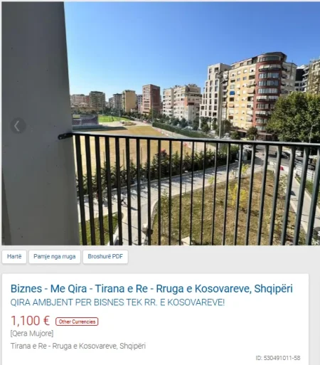 Tirane, jepet me qera ambjent biznesi Kati 3, 68 m² 1.100 € (RRUGA E KOSOVAREVE)