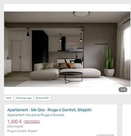 Tirane, jepet me qera apartament 2+1 Kati 4, 130 m² 1.300 € (RRUGE DURRESI)