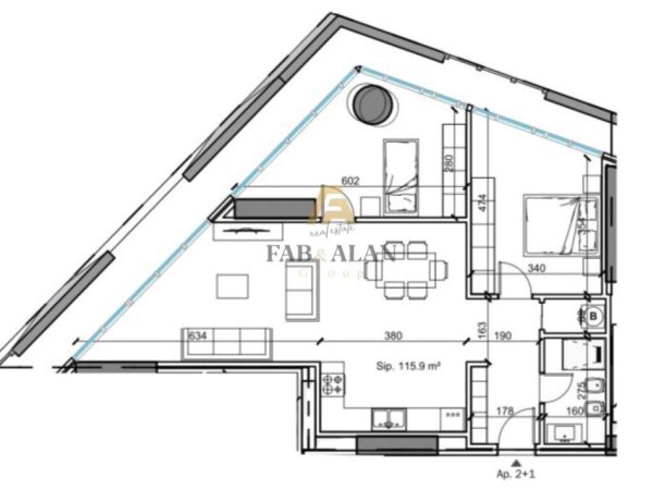Tirane, shitet apartament 2+1 Kati 17, 145.4 m² 218.100 € (Xhanfize Keko)