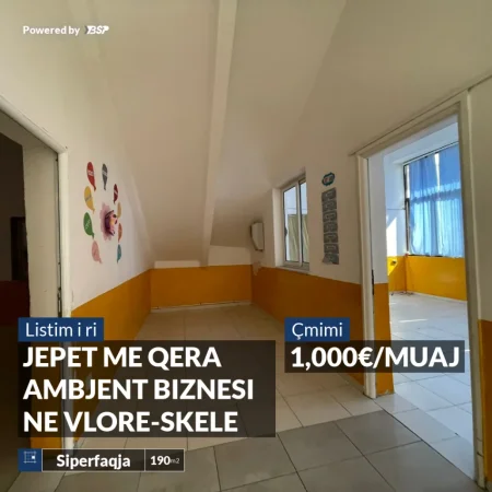 REZERVO PRONEN VETEM ME 500€! Vlore, jepet me qera ambjent biznesi Kati 2, 190 m² 1.000 € (Tek Riviera)