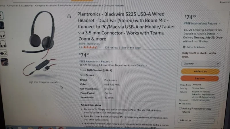 Tirane, shes 6 kufje Kufje profesionale Blackwire C3225 USB-A   3500 lek copa