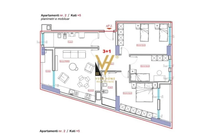 Tirane, shitet apartament 3+1+Aneks+Ballkon Kati 3, 139 m² 223.000 € (STACIONI I TRENIT)