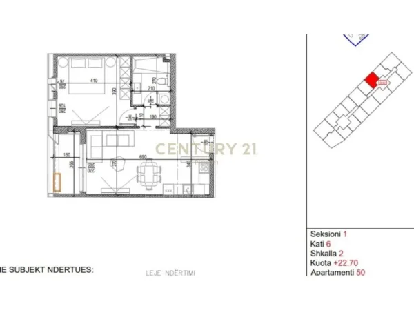 Tirane, shes apartament 1+1+Ballkon , 77 m² 141.728 € (Rruga e Kavajës)