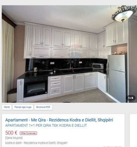 Tirane, jepet me qera apartament 1+1 Kati 2, 65 m² 500 € (KODRA E DIELLIT)