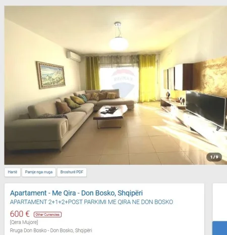 Tirane, jepet me qera 2+1 Kati 3, 115 m² 600 € (DON BOSCO TE VIZION PLUS)