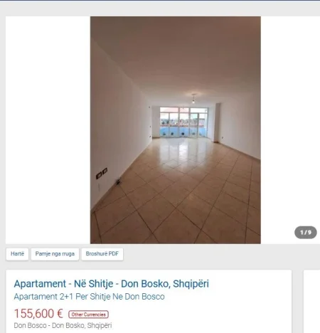 Tirane, shitet apartament 2+1 Kati 4, 120 m² 155.600 € (TE SHKOLLA VACE ZELA DON BOSCO)