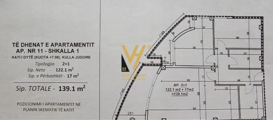 Tirane, shitet apartament 2+1+Ballkon Kati 2, 139 m² 196.000 € (RRUGA ALI VISHA)