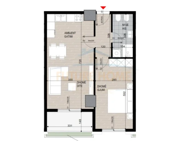 Tirane, shitet apartament 1+1+Ballkon Kati 1, 74 m² 95.602 € (Fusha e Aviacionit)