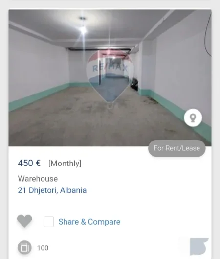 Tirane, jepet me qera magazine Kati -1, 100 m² 450 € (21 dhjetori)