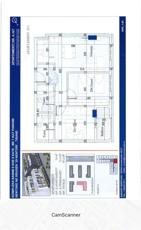 Tirane, shitet apartament 2+1 Kati 4, 87 m² 87.300 € (TIRANA ENTRY)