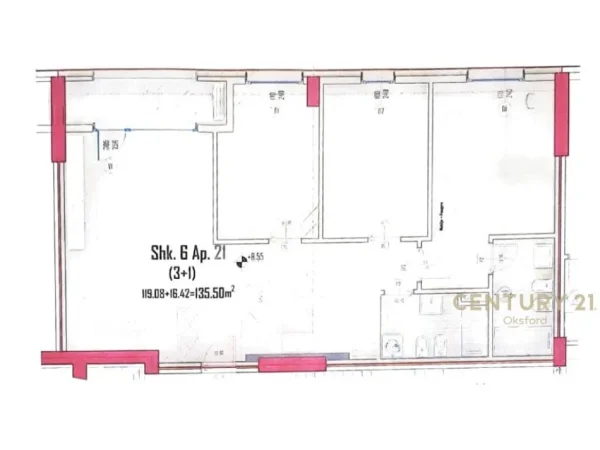 Tirane, shes apartament 3+1+Aneks+Ballkon Kati 3, 135 m² (AKSES TIRANA)