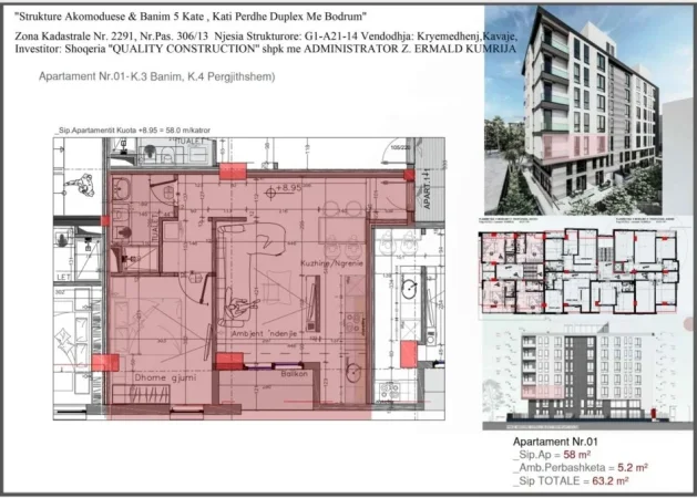 Durres, shitet apartament 1+1 Kati 3, 63,2 m² 82.160 € (Golem, Durres)
