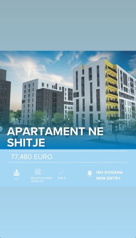 Tirane, shitet apartament 1+1 Kati 6, 60 m² 77.480 € (SHESIM APARTAMENT 1+1 NEW ENTERY!)