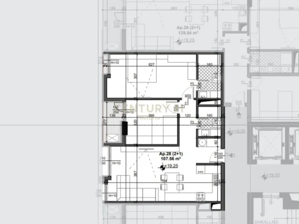 Tirane, shes apartament 2+1+Aneks+Ballkon Kati 5, 108 m² (FUSHA E AVIACIONIT)