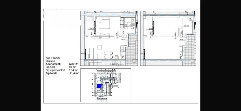 Tirane, shitet apartament 1+1+Ballkon Kati 7, 71 m² 96.500 € (Rruga e Dibres)