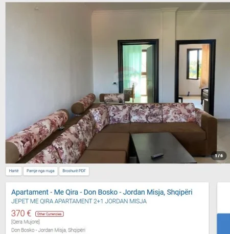 Tirane, jepet me qera apartament 2+1 Kati 2, 100 m² 370 € (JORDAN MISJA)