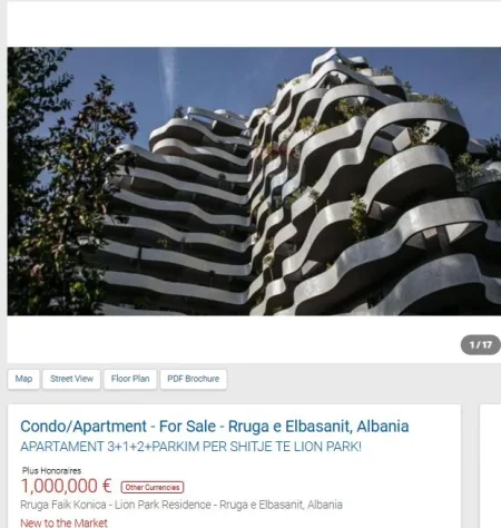 Tirane, shitet apartament 3+1+Aneks+Ballkon Kati 8, 264 m² 1.000.000 € (TEK LION PARKU)
