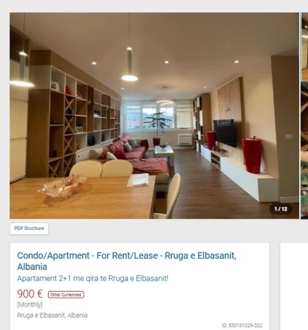 Tirane, jepet me qera apartament 2+1 Kati 8, 97 m² 900 € (RRUGA E ELBASANIT)